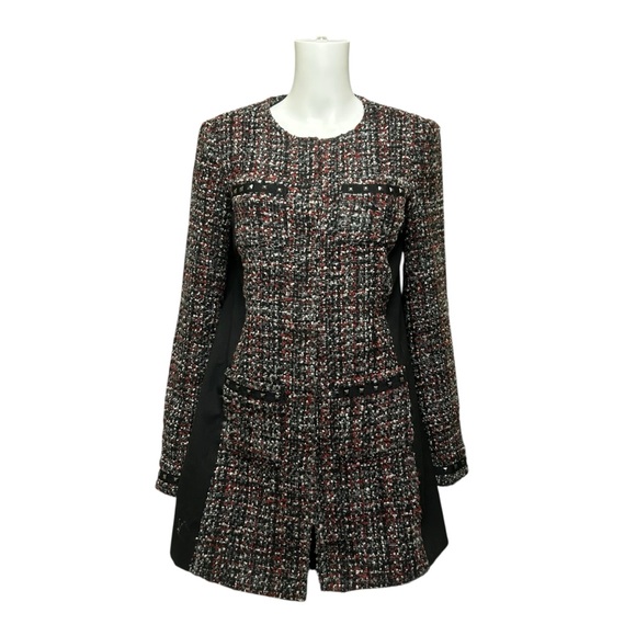 Spanner Long Line Tweed Hook Front Blazer Size 6 - Picture 2 of 6